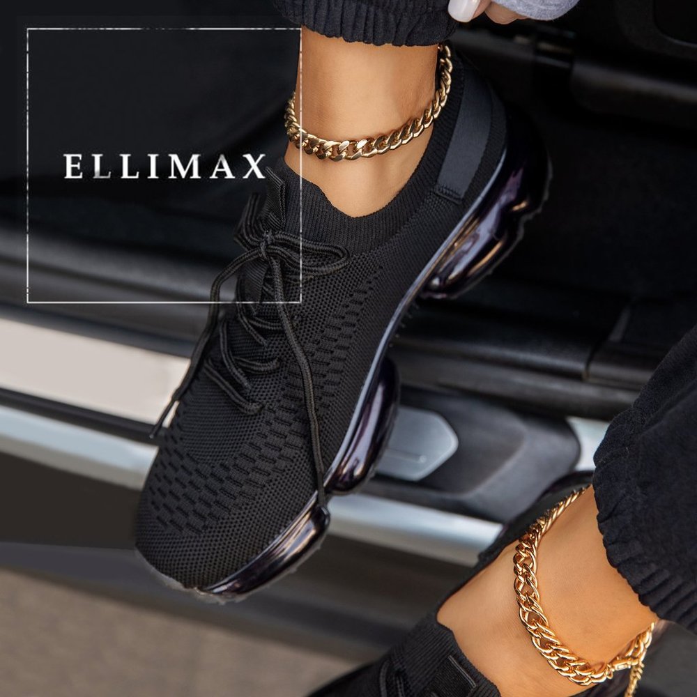 Women's Black Knit Athletic Sneakers